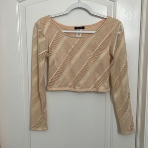 Nude Long Sleeve Crop Top - Size L
